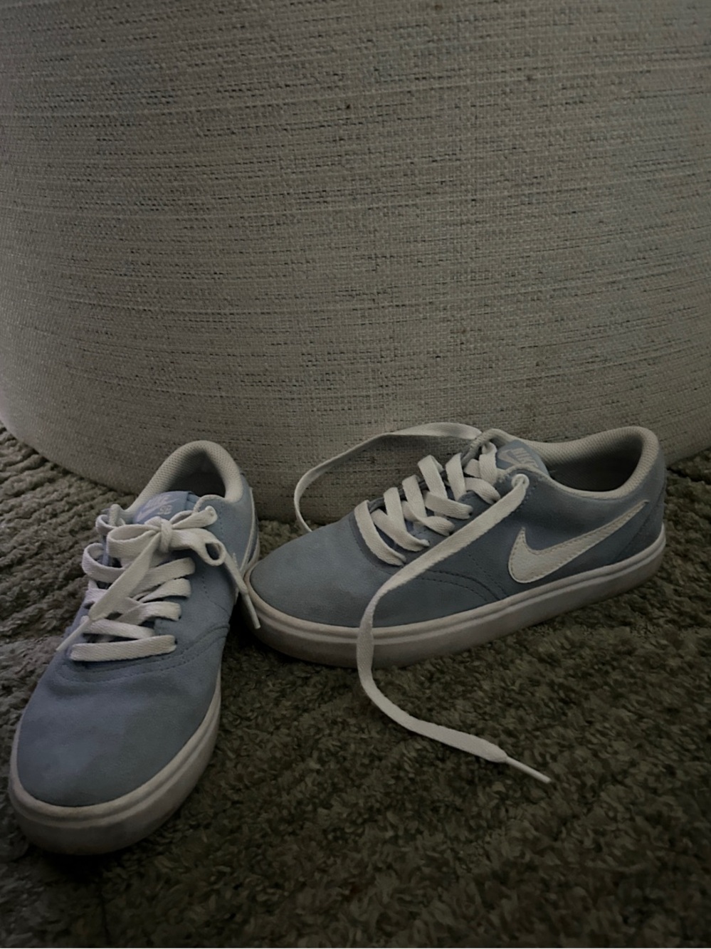 Nike SB Check Light Blue suede Sneakers with White Swoosh & laces